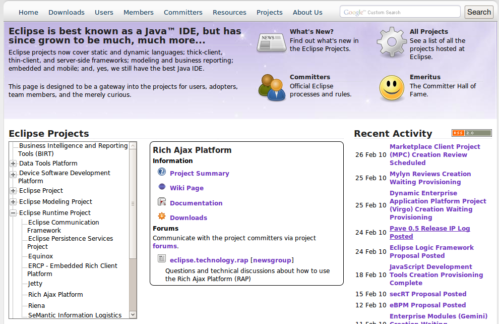 Prototype Replacement for the Projects Gateway page